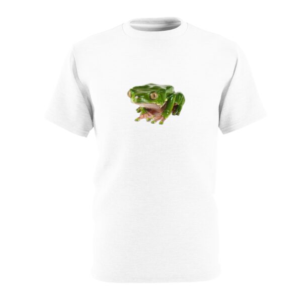 Embrace the Story As you embark on your day wearing the White Kambo Frog T-Shirt, be prepared for curious glances, compliments, and questions about the fascinating story behind its mesmerizing design. Share the magic of the Kambo Frog, its connection to indigenous cultures, and the profound significance it holds in nature.