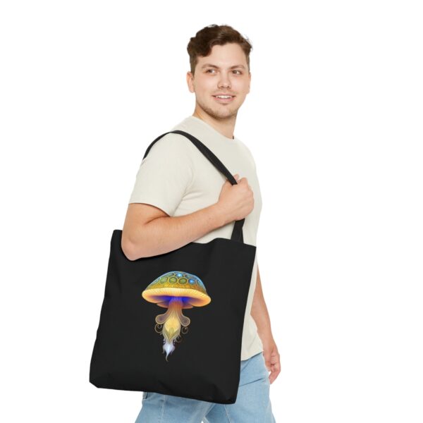 Practicality Meets Convenience Equipped with black cotton handles, our Mushroom Tote Bag ensures comfortable carrying for your everyday excursions. The non-woven laminate inside adds an extra layer of durability and protection for your belongings, making it a reliable companion for all your adventures. Choose the Perfect Fit for You With three sizes available, you can select the ideal Mushroom Tote Bag to suit your lifestyle and needs. Whether you need a smaller option for light outings or a larger one to carry all your essentials, we have the perfect size for you.