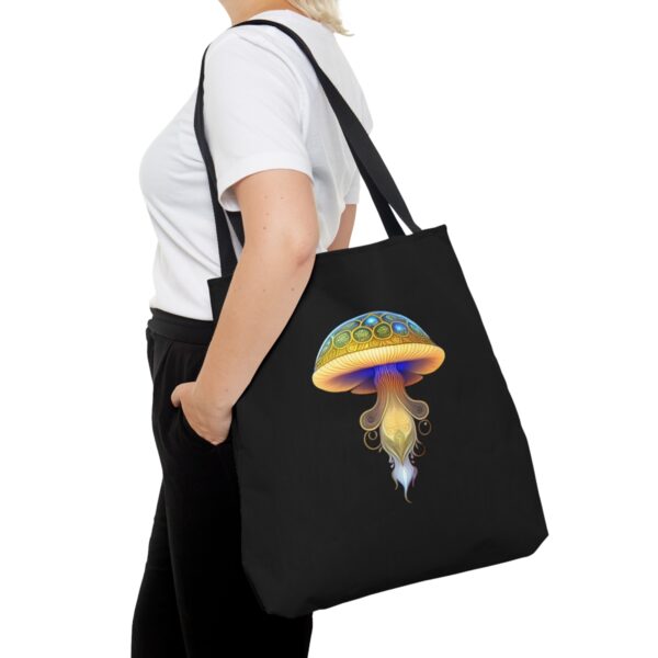 Practicality Meets Convenience Equipped with black cotton handles, our Mushroom Tote Bag ensures comfortable carrying for your everyday excursions. The non-woven laminate inside adds an extra layer of durability and protection for your belongings, making it a reliable companion for all your adventures. Choose the Perfect Fit for You With three sizes available, you can select the ideal Mushroom Tote Bag to suit your lifestyle and needs. Whether you need a smaller option for light outings or a larger one to carry all your essentials, we have the perfect size for you.