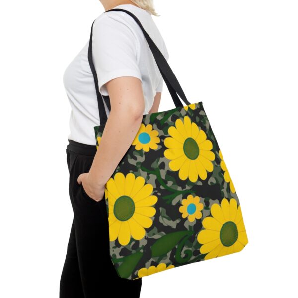 Choose the Perfect Fit for You With three sizes available, you can select the ideal Flower Camouflage Tote Bag to suit your lifestyle and needs. Whether you need a smaller option for light outings or a larger one to carry all your essentials, we have the perfect size for you.