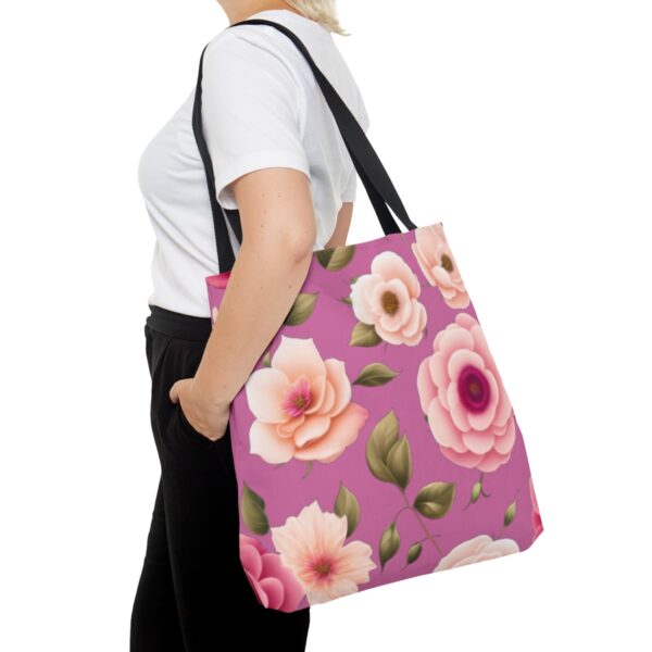 Choose the Perfect Fit for You With three sizes available, you can select the ideal Flower Tote Bag to suit your lifestyle and needs. Whether you need a smaller option for light outings or a larger one to carry all your essentials, we have the perfect size for you.