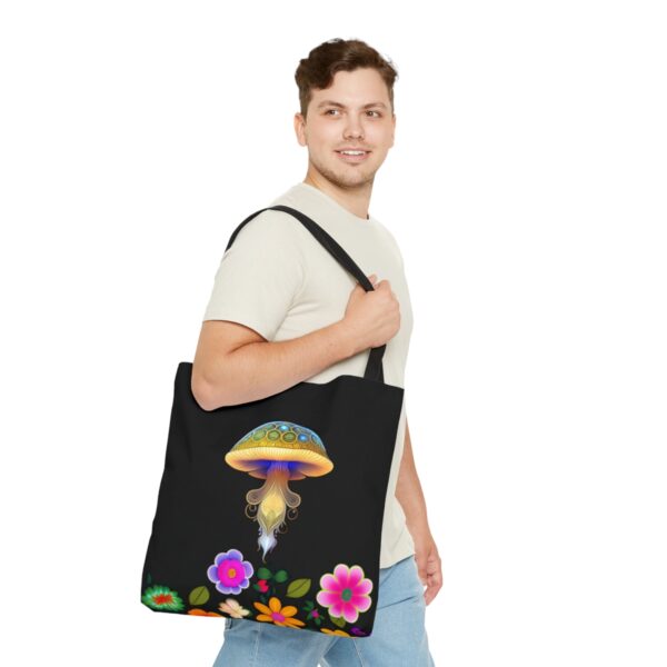 Practicality Meets Convenience Equipped with black cotton handles, our Mushroom Tote Bag ensures comfortable carrying for your everyday excursions. The non-woven laminate inside adds an extra layer of durability and protection for your belongings, making it a reliable companion for all your adventures. Choose the Perfect Fit for You With three sizes available, you can select the ideal Mushroom Tote Bag to suit your lifestyle and needs. Whether you need a smaller option for light outings or a larger one to carry all your essentials, we have the perfect size for you.