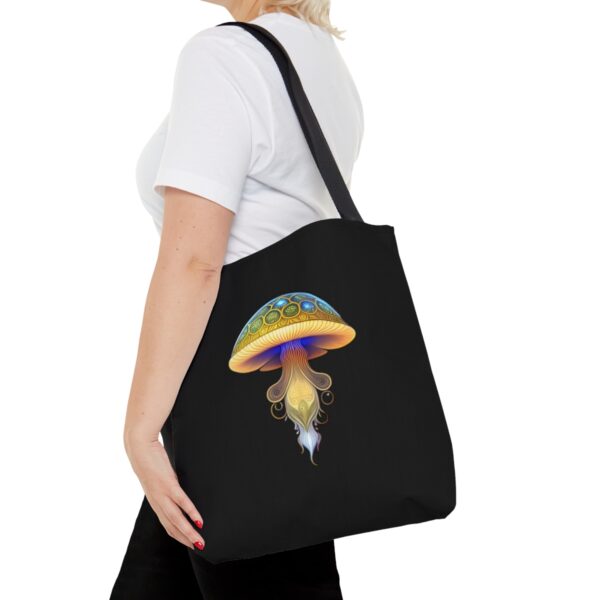 Practicality Meets Convenience Equipped with black cotton handles, our Mushroom Tote Bag ensures comfortable carrying for your everyday excursions. The non-woven laminate inside adds an extra layer of durability and protection for your belongings, making it a reliable companion for all your adventures. Choose the Perfect Fit for You With three sizes available, you can select the ideal Mushroom Tote Bag to suit your lifestyle and needs. Whether you need a smaller option for light outings or a larger one to carry all your essentials, we have the perfect size for you.