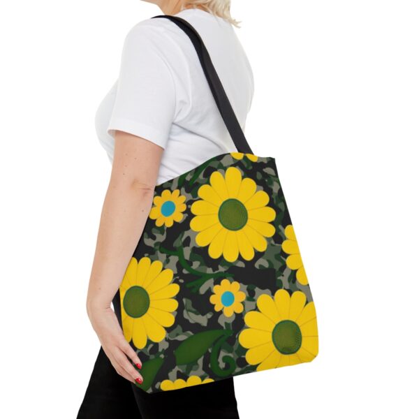 Choose the Perfect Fit for You With three sizes available, you can select the ideal Flower Camouflage Tote Bag to suit your lifestyle and needs. Whether you need a smaller option for light outings or a larger one to carry all your essentials, we have the perfect size for you.
