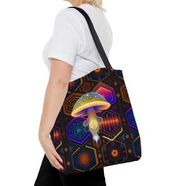 Equipped with black cotton handles, our Mushroom Tote Bag ensures comfortable carrying for your everyday excursions. The non-woven laminate inside adds an extra layer of durability and protection for your belongings, making it a reliable companion for all your adventures. Choose the Perfect Fit for You With three sizes available, you can select the ideal Mushroom Tote Bag to suit your lifestyle and needs. Whether you need a smaller option for light outings or a larger one to carry all your essentials, we have the perfect size for you.