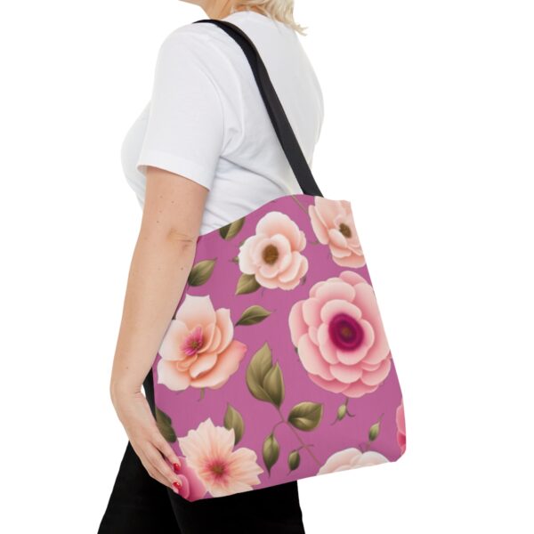 Choose the Perfect Fit for You With three sizes available, you can select the ideal Flower Tote Bag to suit your lifestyle and needs. Whether you need a smaller option for light outings or a larger one to carry all your essentials, we have the perfect size for you.