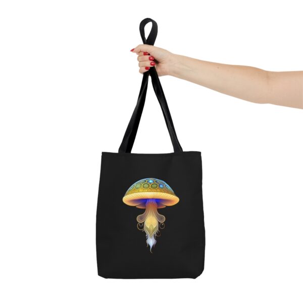 Practicality Meets Convenience Equipped with black cotton handles, our Mushroom Tote Bag ensures comfortable carrying for your everyday excursions. The non-woven laminate inside adds an extra layer of durability and protection for your belongings, making it a reliable companion for all your adventures. Choose the Perfect Fit for You With three sizes available, you can select the ideal Mushroom Tote Bag to suit your lifestyle and needs. Whether you need a smaller option for light outings or a larger one to carry all your essentials, we have the perfect size for you.