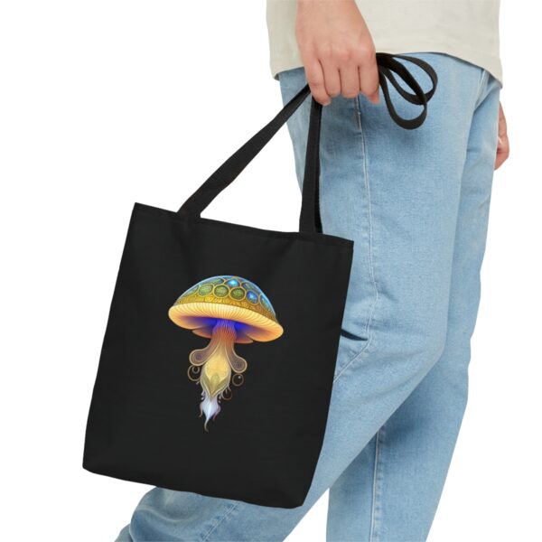 Practicality Meets Convenience Equipped with black cotton handles, our Mushroom Tote Bag ensures comfortable carrying for your everyday excursions. The non-woven laminate inside adds an extra layer of durability and protection for your belongings, making it a reliable companion for all your adventures. Choose the Perfect Fit for You With three sizes available, you can select the ideal Mushroom Tote Bag to suit your lifestyle and needs. Whether you need a smaller option for light outings or a larger one to carry all your essentials, we have the perfect size for you.
