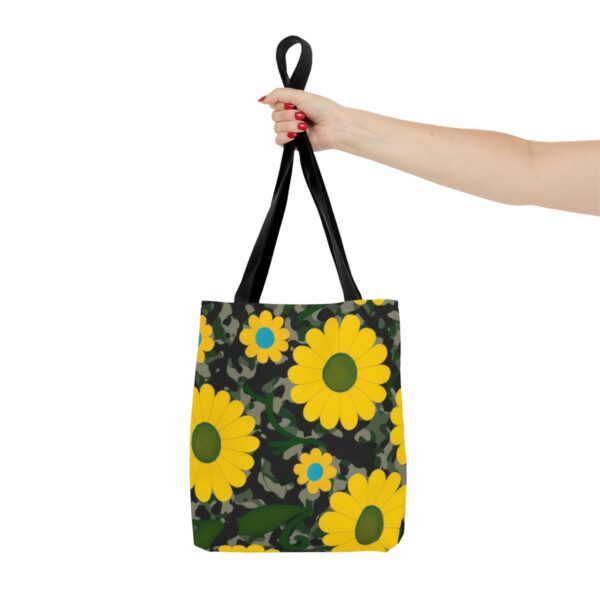 Choose the Perfect Fit for You With three sizes available, you can select the ideal Flower Camouflage Tote Bag to suit your lifestyle and needs. Whether you need a smaller option for light outings or a larger one to carry all your essentials, we have the perfect size for you.
