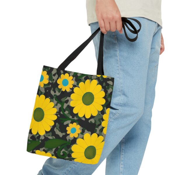 Choose the Perfect Fit for You With three sizes available, you can select the ideal Flower Camouflage Tote Bag to suit your lifestyle and needs. Whether you need a smaller option for light outings or a larger one to carry all your essentials, we have the perfect size for you.