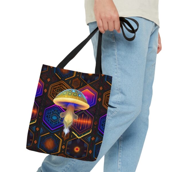 Equipped with black cotton handles, our Mushroom Tote Bag ensures comfortable carrying for your everyday excursions. The non-woven laminate inside adds an extra layer of durability and protection for your belongings, making it a reliable companion for all your adventures. Choose the Perfect Fit for You With three sizes available, you can select the ideal Mushroom Tote Bag to suit your lifestyle and needs. Whether you need a smaller option for light outings or a larger one to carry all your essentials, we have the perfect size for you.