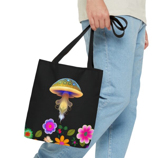 Practicality Meets Convenience Equipped with black cotton handles, our Mushroom Tote Bag ensures comfortable carrying for your everyday excursions. The non-woven laminate inside adds an extra layer of durability and protection for your belongings, making it a reliable companion for all your adventures. Choose the Perfect Fit for You With three sizes available, you can select the ideal Mushroom Tote Bag to suit your lifestyle and needs. Whether you need a smaller option for light outings or a larger one to carry all your essentials, we have the perfect size for you.