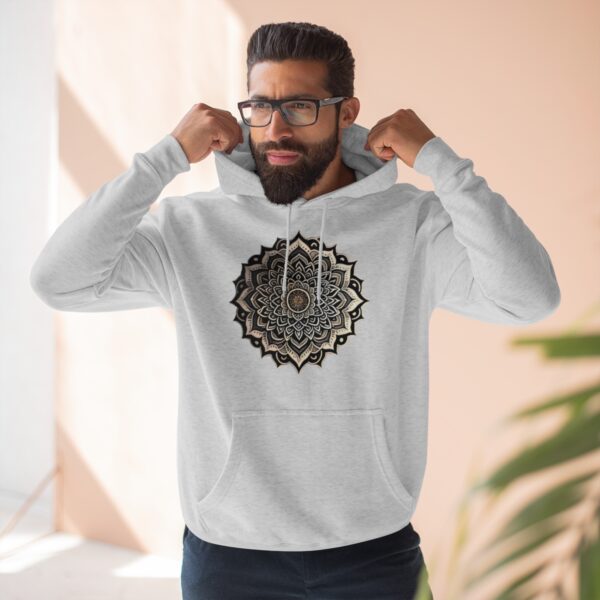 Order Now and Elevate Your Wardrobe: Add this Premium Mandala Pullover Hoodie to your collection today. With its exceptional comfort, durability, and style, it's guaranteed to become your go-to hoodie for years to come. Its three-panel fleece lining ensures optimal warmth and coziness. Crafted for durability, it provides a perfect fit without compromising comfort. Express your unique style with the Mandala design, inspired by the strength of love. This versatile hoodie is ideal for layering and guarantees warmth and comfort. Order now and elevate your wardrobe with this exceptional hoodie that will be your favorite for years to come!