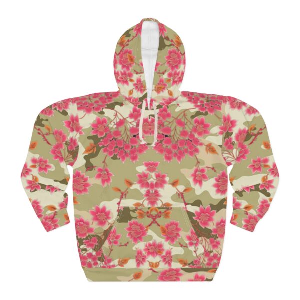 Unleash Your Creativity and Coziness with Our Bohemian Green Camouflage Hoodie with Flower Print Elevate your wardrobe with our Bohemian Green Camouflage Hoodie with Flower Print that offers unparalleled warmth, comfort, and style. Crafted with a blend of polyester and cotton, this hoodie boasts a soft and cozy feel against your skin. The functional design features a large front pocket for convenience and an adjustable hood for added coziness. Our meticulous attention to detail and use of high-quality materials ensure a perfect fit and exceptional durability. With its unique Bohemian Green Camouflage pattern complemented by a pink flower motif, this hoodie is the perfect combination of fashion and functionality. Upgrade your wardrobe with this versatile and stylish hoodie that embodies comfort, creativity, and superior craftsmanship.