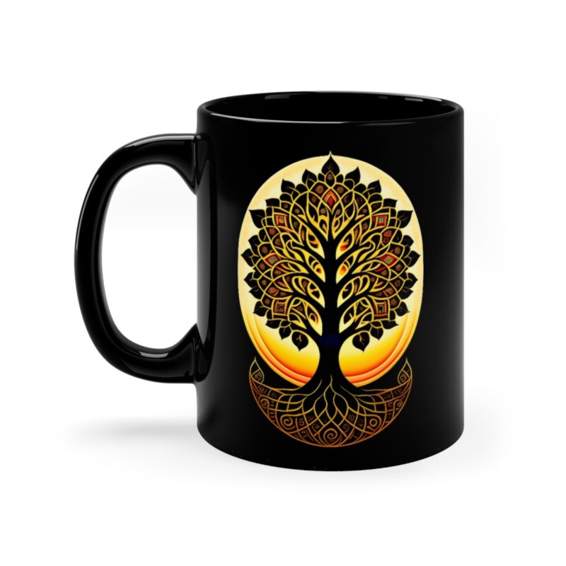 Embrace the Mysteries that lies within our 11oz Black Boho Kitchen Mug. Let it be the conduit through which you experience the extraordinary.