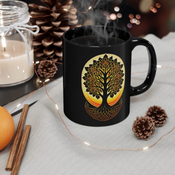 Embrace the Mysteries that lies within our 11oz Black Boho Kitchen Mug. Let it be the conduit through which you experience the extraordinary.