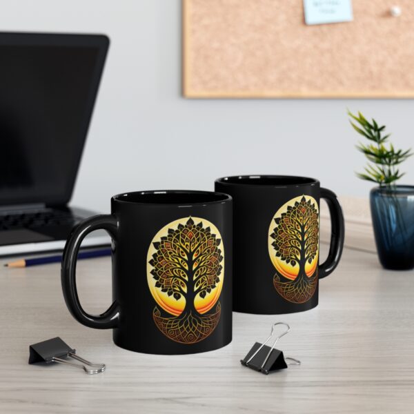 Embrace the Mysteries that lies within our 11oz Black Boho Kitchen Mug. Let it be the conduit through which you experience the extraordinary.