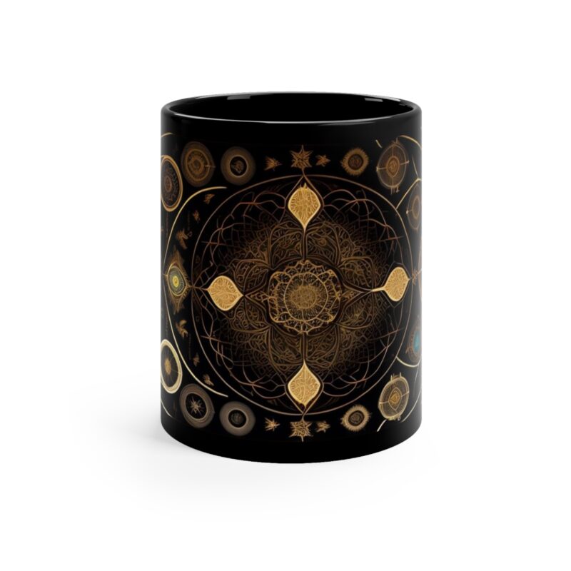 Embrace the Mysteries that lies within our 11oz Black Boho Kitchen Mug. Let it be the conduit through which you experience the extraordinary.