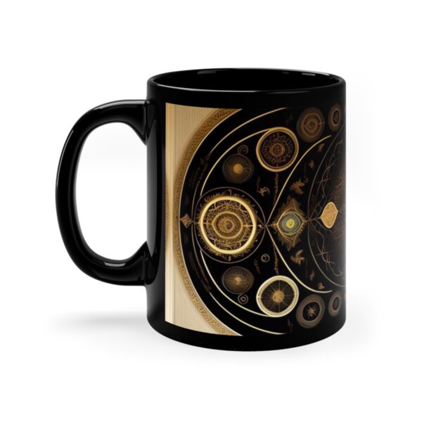 Embrace the Mysteries that lies within our 11oz Black Boho Kitchen Mug. Let it be the conduit through which you experience the extraordinary.