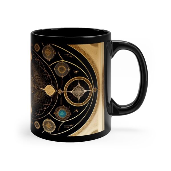 Embrace the Mysteries that lies within our 11oz Black Boho Kitchen Mug. Let it be the conduit through which you experience the extraordinary.