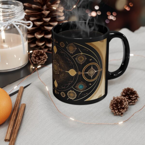 Embrace the Mysteries that lies within our 11oz Black Boho Kitchen Mug. Let it be the conduit through which you experience the extraordinary.