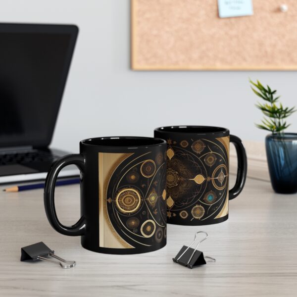 Embrace the Mysteries that lies within our 11oz Black Boho Kitchen Mug. Let it be the conduit through which you experience the extraordinary.