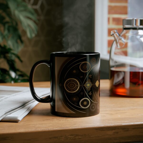Embrace the Mysteries that lies within our 11oz Black Boho Kitchen Mug. Let it be the conduit through which you experience the extraordinary.