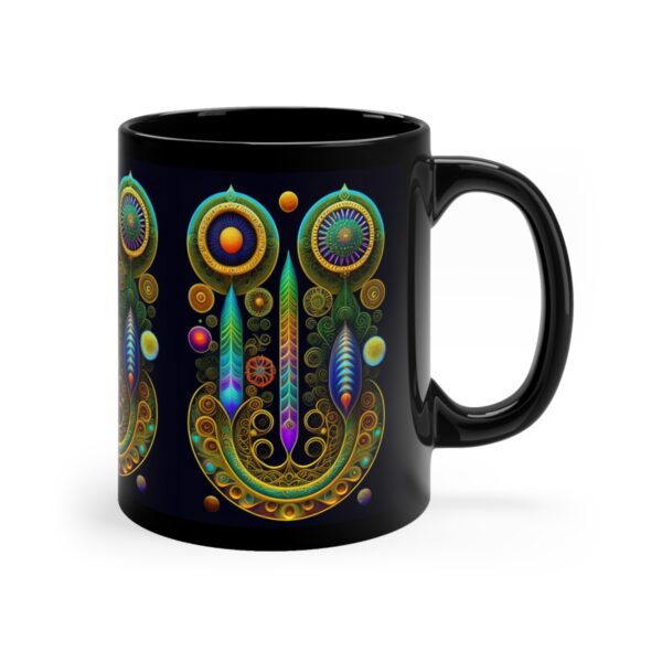 Embrace the Mysteries that lies within our 11oz Black Boho Kitchen Mug. Let it be the conduit through which you experience the extraordinary. With each sip, allow the enigmatic embrace of the mug to transport you to a realm where warmth intertwines with enchantment. Indulge your senses, honor your desires, and elevate your daily rituals with this remarkable artifact that transcends the boundaries of the ordinary.