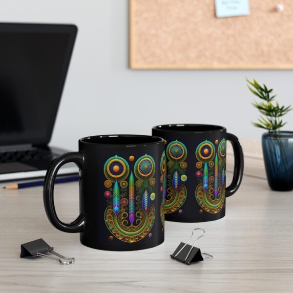 Embrace the Mysteries that lies within our 11oz Black Boho Kitchen Mug. Let it be the conduit through which you experience the extraordinary. With each sip, allow the enigmatic embrace of the mug to transport you to a realm where warmth intertwines with enchantment. Indulge your senses, honor your desires, and elevate your daily rituals with this remarkable artifact that transcends the boundaries of the ordinary.