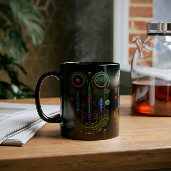 Embrace the Mysteries that lies within our 11oz Black Boho Kitchen Mug. Let it be the conduit through which you experience the extraordinary. With each sip, allow the enigmatic embrace of the mug to transport you to a realm where warmth intertwines with enchantment. Indulge your senses, honor your desires, and elevate your daily rituals with this remarkable artifact that transcends the boundaries of the ordinary.