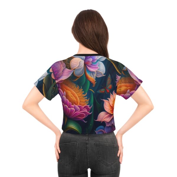 Elevate Your Style: Embrace the power of flowers and the magic of sunshine with our Sunny Flower Power Floral Crop Top Tee. It’s time to elevate your wardrobe with a touch of ethereal elegance and spread joy wherever you go. Bask in the sun’s warmth, surrounded by the enchanting beauty of nature, while enjoying utmost comfort and style in spades.