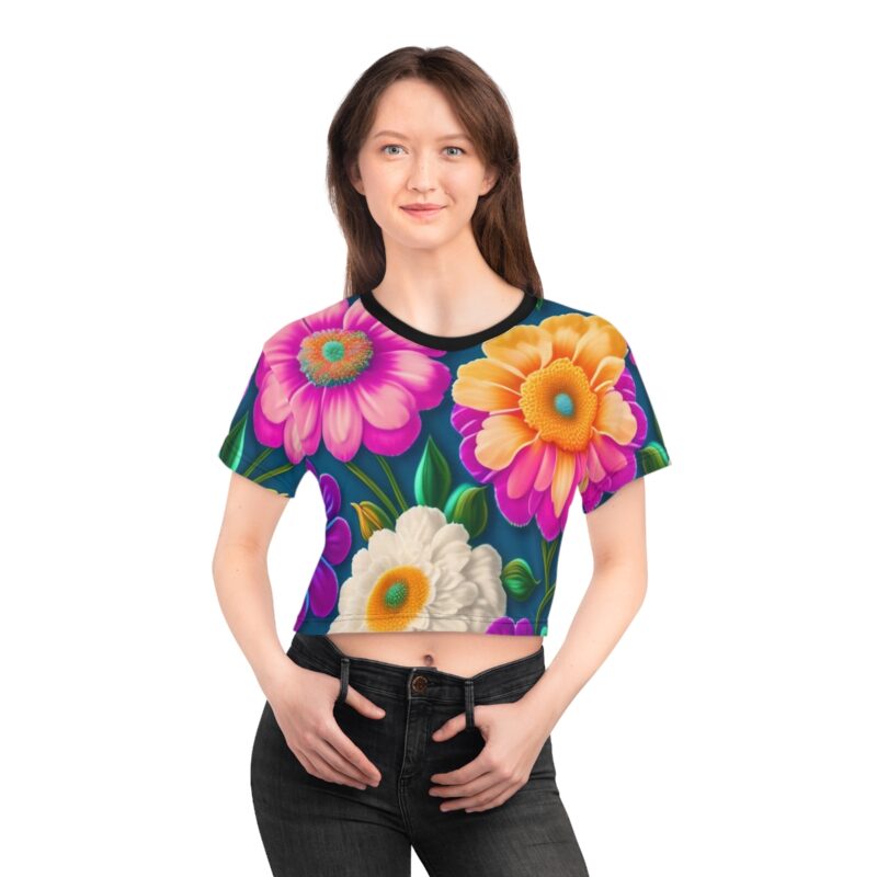 Elevate Your Style: Embrace the power of flowers and the magic of sunshine with our Sunny Flower Power Floral Crop Top Tee. It’s time to elevate your wardrobe with a touch of ethereal elegance and spread joy wherever you go. Bask in the sun’s warmth, surrounded by the enchanting beauty of nature, while enjoying utmost comfort and style in spades.