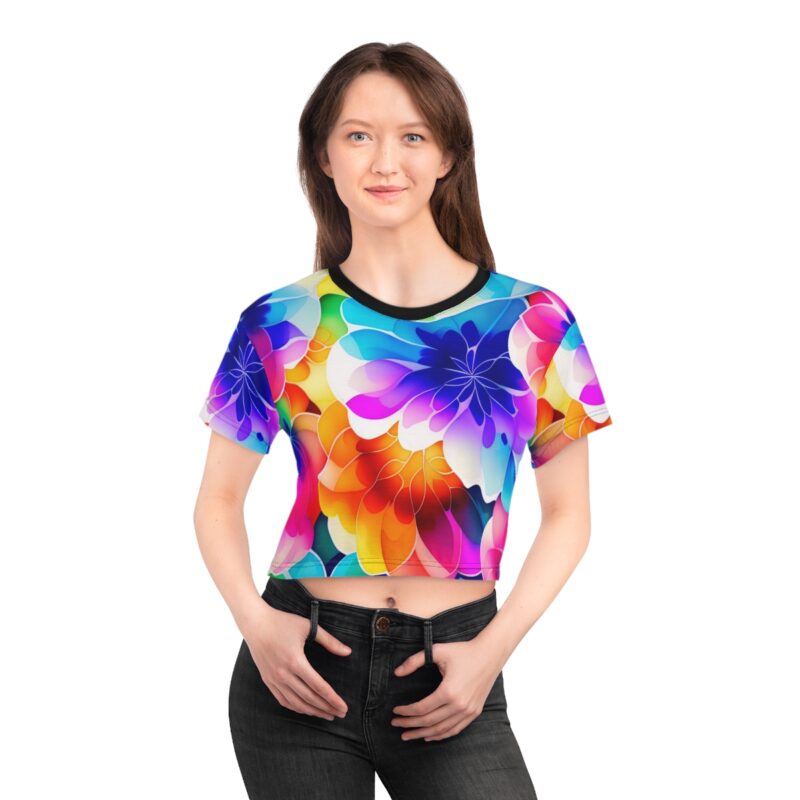 Elevate Your Style: Embrace the power of flowers and the magic of sunshine with our Sunny Flower Power Floral Crop Top Tee. It’s time to elevate your wardrobe with a touch of ethereal elegance and spread joy wherever you go. Bask in the sun’s warmth, surrounded by the enchanting beauty of nature, while enjoying utmost comfort and style in spades.