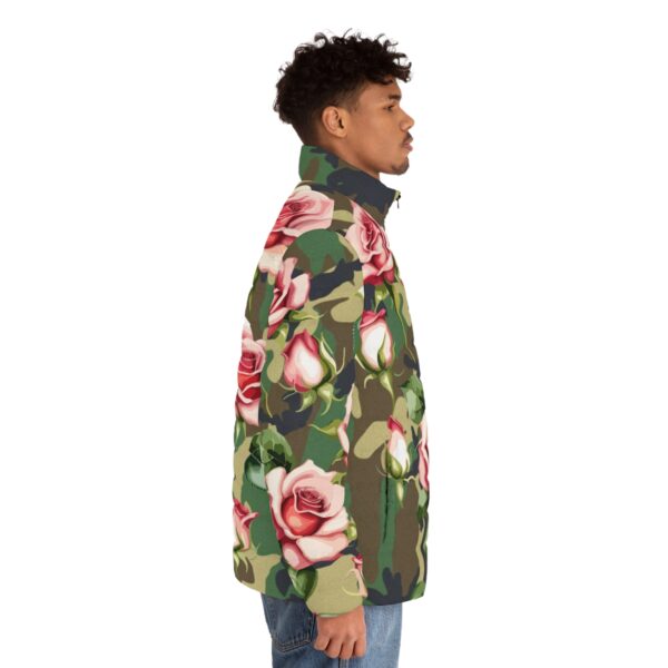 Stand out from the crowd and make a bold fashion statement with our Camouflage Floral Puffer Jacket. Embrace the fusion of urban chic and floral elegance, creating a look that is uniquely yours. This jacket represents your impeccable taste and style.