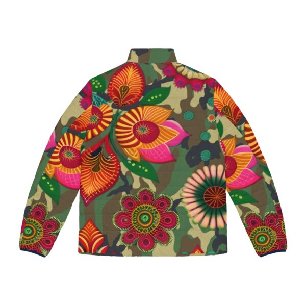 Make a Statement Stand out from the crowd and make a bold fashion statement with our Camouflage Floral Puffer Jacket. Embrace the fusion of urban chic and floral elegance, creating a look that is uniquely yours. This jacket represents your impeccable taste and style.