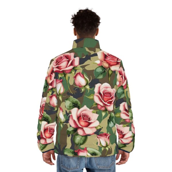 Stand out from the crowd and make a bold fashion statement with our Camouflage Floral Puffer Jacket. Embrace the fusion of urban chic and floral elegance, creating a look that is uniquely yours. This jacket represents your impeccable taste and style.