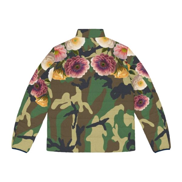 Make a Statement Stand out from the crowd and make a bold fashion statement with our Camouflage Floral Puffer Jacket. Embrace the fusion of urban chic and floral elegance, creating a look that is uniquely yours. This jacket represents your impeccable taste and style.