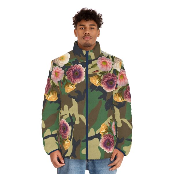 Make a Statement Stand out from the crowd and make a bold fashion statement with our Camouflage Floral Puffer Jacket. Embrace the fusion of urban chic and floral elegance, creating a look that is uniquely yours. This jacket represents your impeccable taste and style.