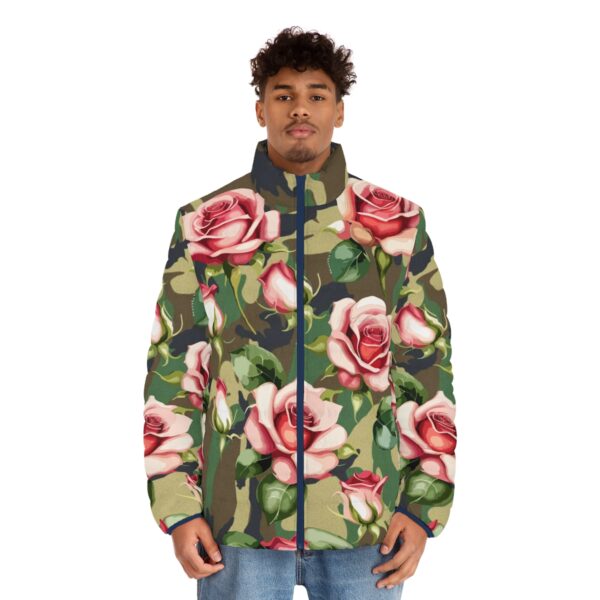 Stand out from the crowd and make a bold fashion statement with our Camouflage Floral Puffer Jacket. Embrace the fusion of urban chic and floral elegance, creating a look that is uniquely yours. This jacket represents your impeccable taste and style.