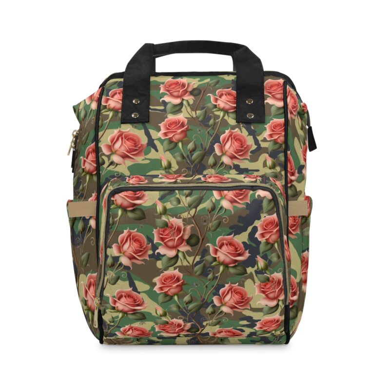 A Bag to Suit Your Every Need No matter the occasion, our Rose Camouflage Backpack is up for the challenge. Whether you're exploring the outdoors, heading to the market, or setting off on a day trip, this stunning backpack is designed to cater to all your needs with ease. Sturdy and Reliable, Made to Last Constructed from high-grade nylon, our backpack boasts unbeatable sturdiness and resilience. Count on it to accompany you on countless adventures, standing the test of time and maintaining its exquisite appearance.