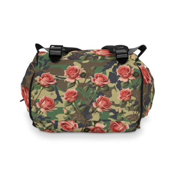 A Bag to Suit Your Every Need No matter the occasion, our Rose Camouflage Backpack is up for the challenge. Whether you're exploring the outdoors, heading to the market, or setting off on a day trip, this stunning backpack is designed to cater to all your needs with ease. Sturdy and Reliable, Made to Last Constructed from high-grade nylon, our backpack boasts unbeatable sturdiness and resilience. Count on it to accompany you on countless adventures, standing the test of time and maintaining its exquisite appearance.