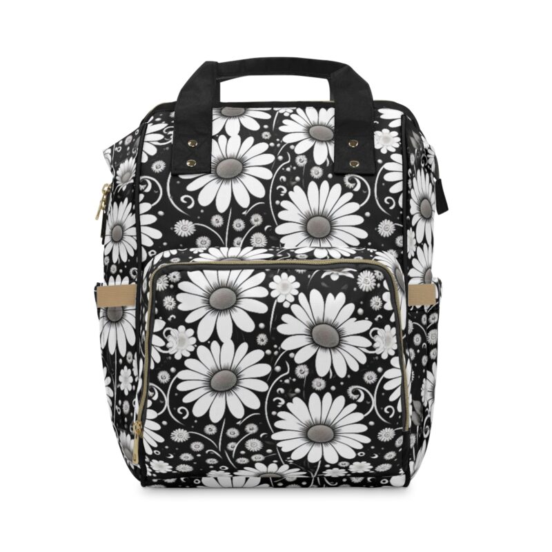 Comfortable and Supportive Designed for your comfort, our Flowers Backpack features adjustable shoulder straps that allow you to find the perfect fit. The padded back panel adds an extra layer of comfort, ensuring you stay comfortable during even the longest of journeys.