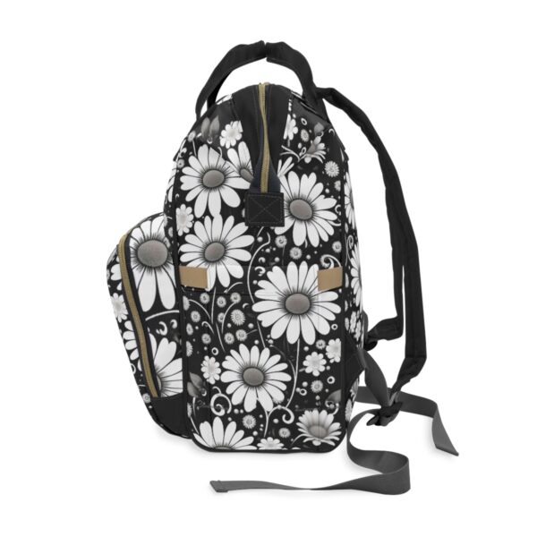 Comfortable and Supportive Designed for your comfort, our Flowers Backpack features adjustable shoulder straps that allow you to find the perfect fit. The padded back panel adds an extra layer of comfort, ensuring you stay comfortable during even the longest of journeys.